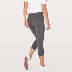 Lululemon Wunder Under High Rise Cropped Leggings Yoga Pants Dark Grey